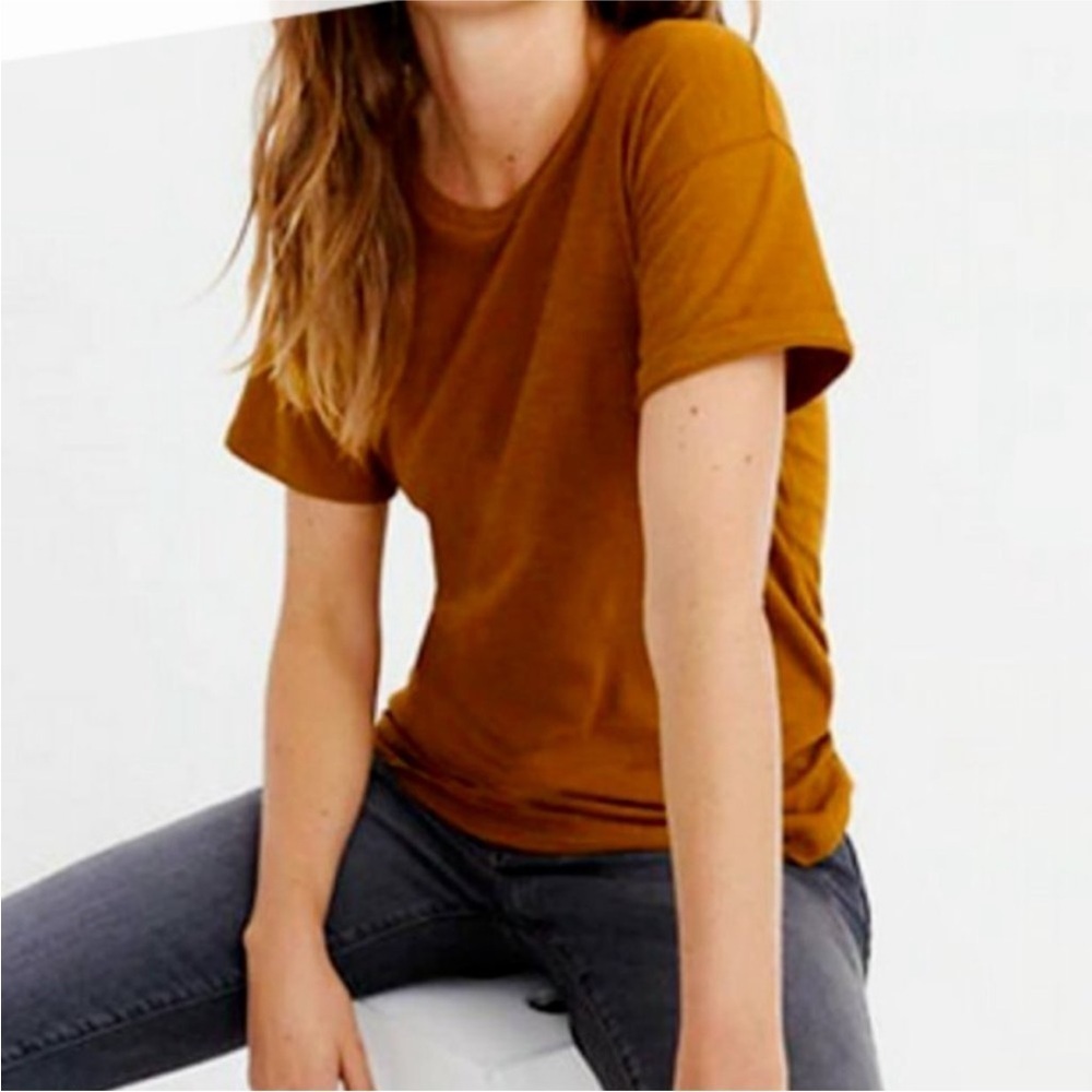 Madewell Whisper Cotton Crewneck Tee - Burnt Orange - XS